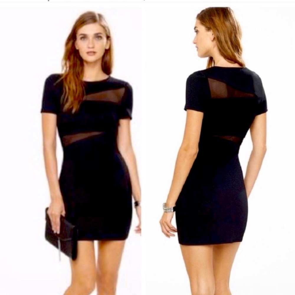 Express black short sleeve  mesh cut out fitted dress size 0